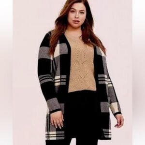 Torrid Plaid Check Open Front Cardigan NWOT